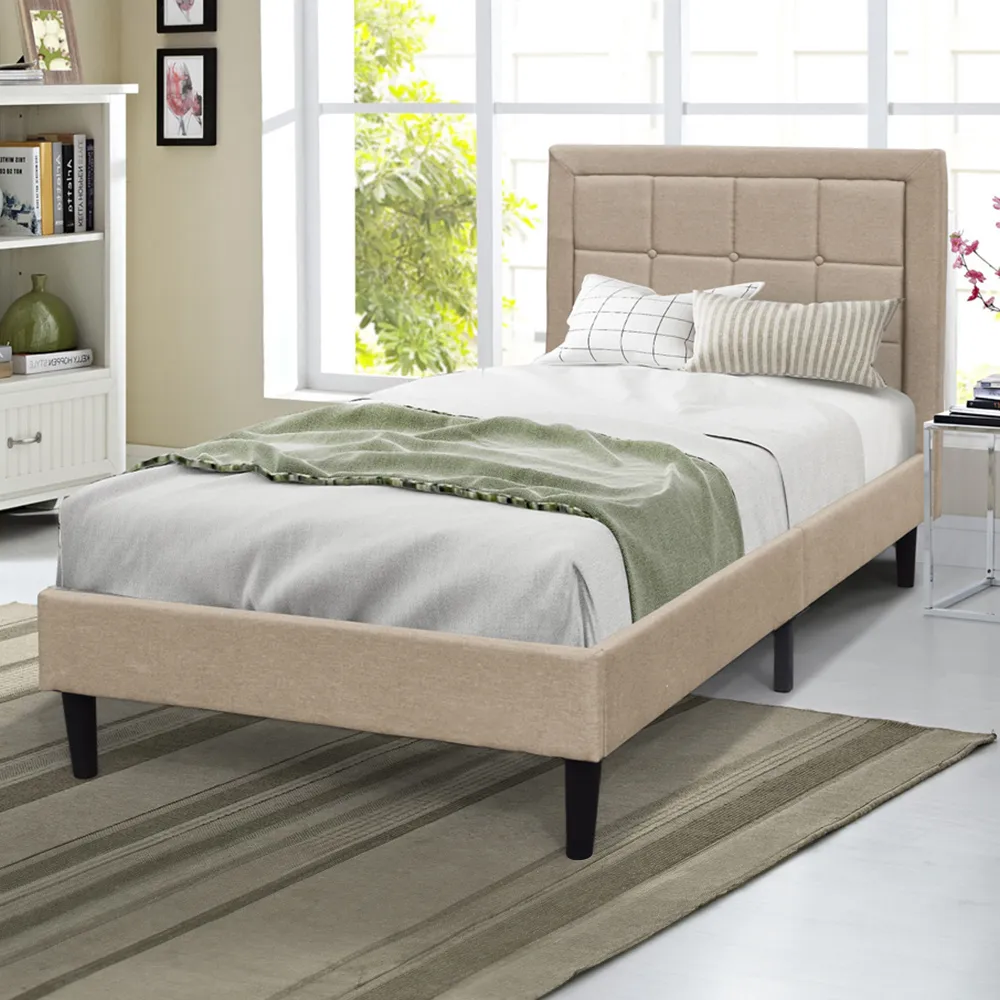 Brooklyn Single Buttoned Headboard Bed Frame - Grey