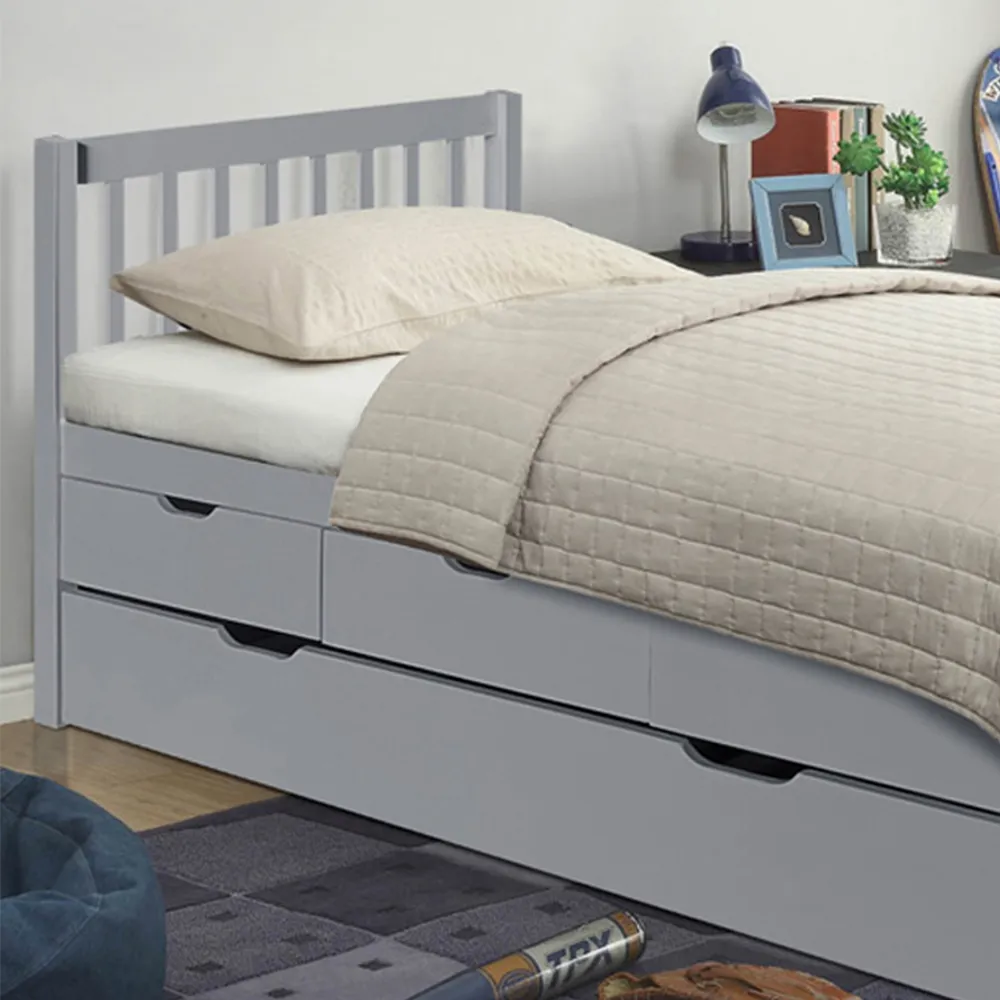 Brooklyn Single Cabin Bed with Trundle - Grey, Pine