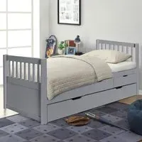 Brooklyn Single Cabin Bed with Trundle - Grey, Pine