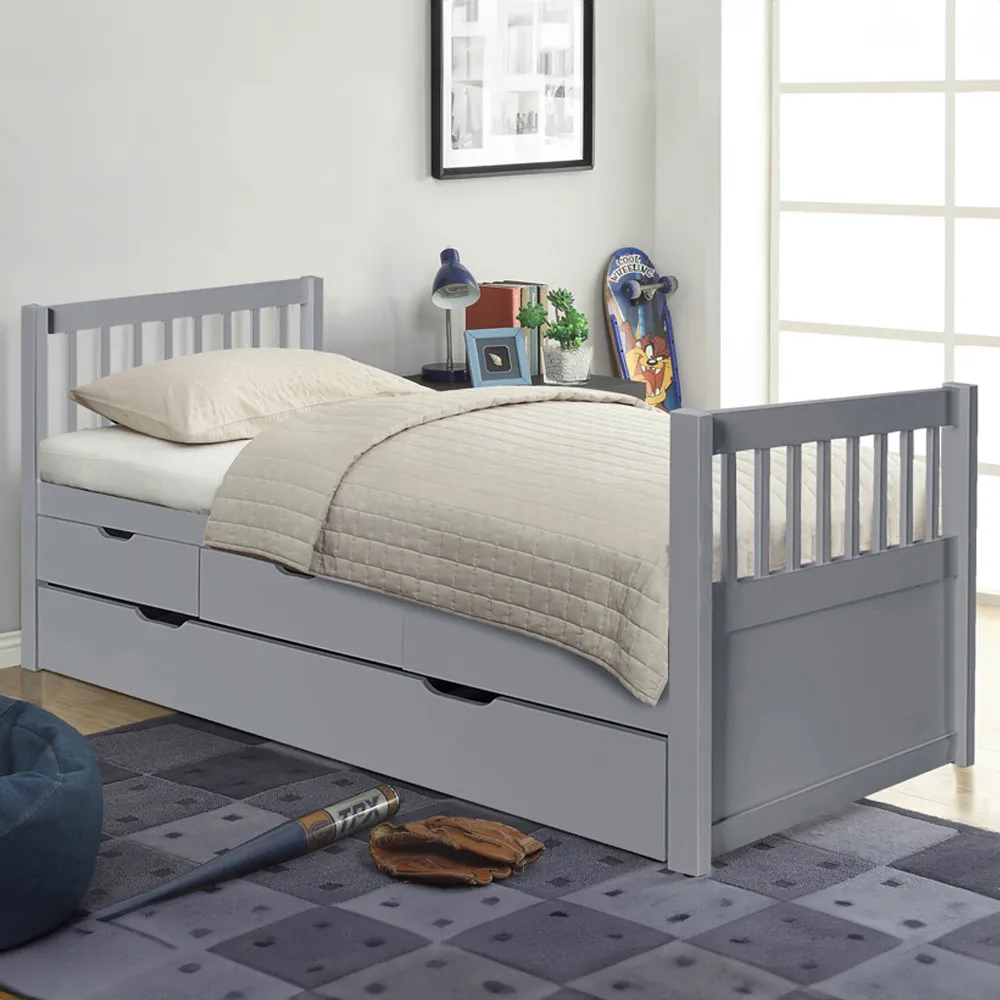 Brooklyn Single Cabin Bed with Trundle - Grey, Pine image
