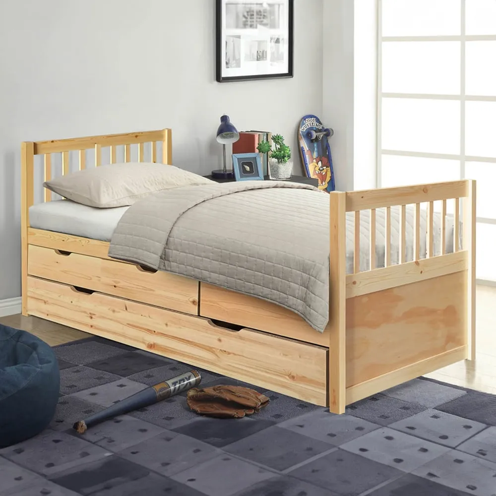 Brooklyn Single Cabin Bed with Trundle - Natural, Pine