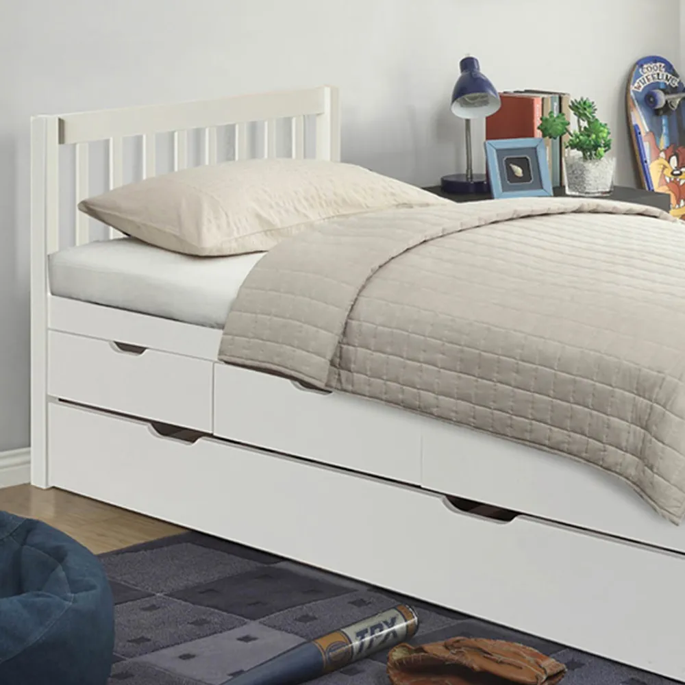 Brooklyn Single Cabin Bed with Trundle - White, Pine