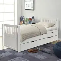 Brooklyn Single Cabin Bed with Trundle - White, Pine