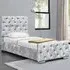 Brooklyn Single Chesterfield Ottoman Bed with Diamante - Silver, Velvet