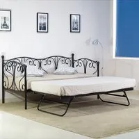 Brooklyn Single Day Bed with Crystal Finials - Black, Metal