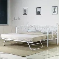 Brooklyn Single Day Bed with Crystal Finials - White, Metal