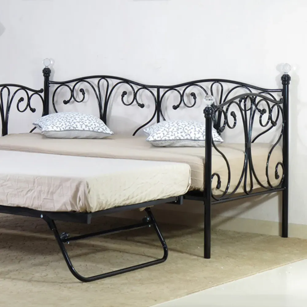 Brooklyn Single Day Bed with Trundle - Black, Metal