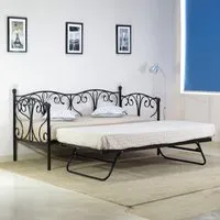 Brooklyn Single Day Bed with Trundle - Black, Metal