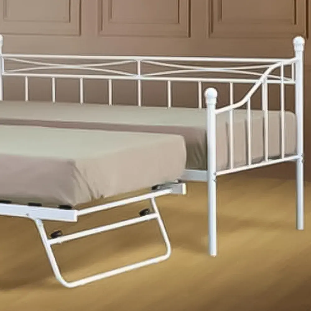 Brooklyn Single Day Bed with Trundle - White, Metal
