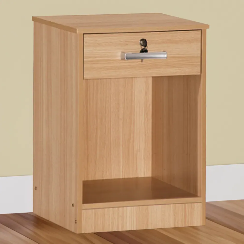 Brooklyn Single Drawer Bedside Table - Brown, Oak
