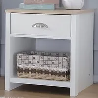 Brooklyn Single Drawer Lamp Table - White, Oak