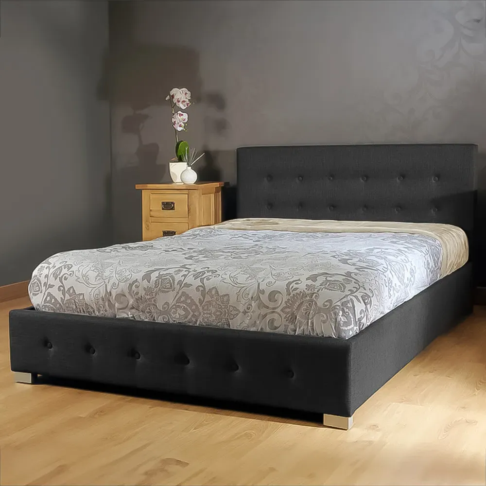 Brooklyn Single Ottoman Bed with Storage - Black, Fabric image