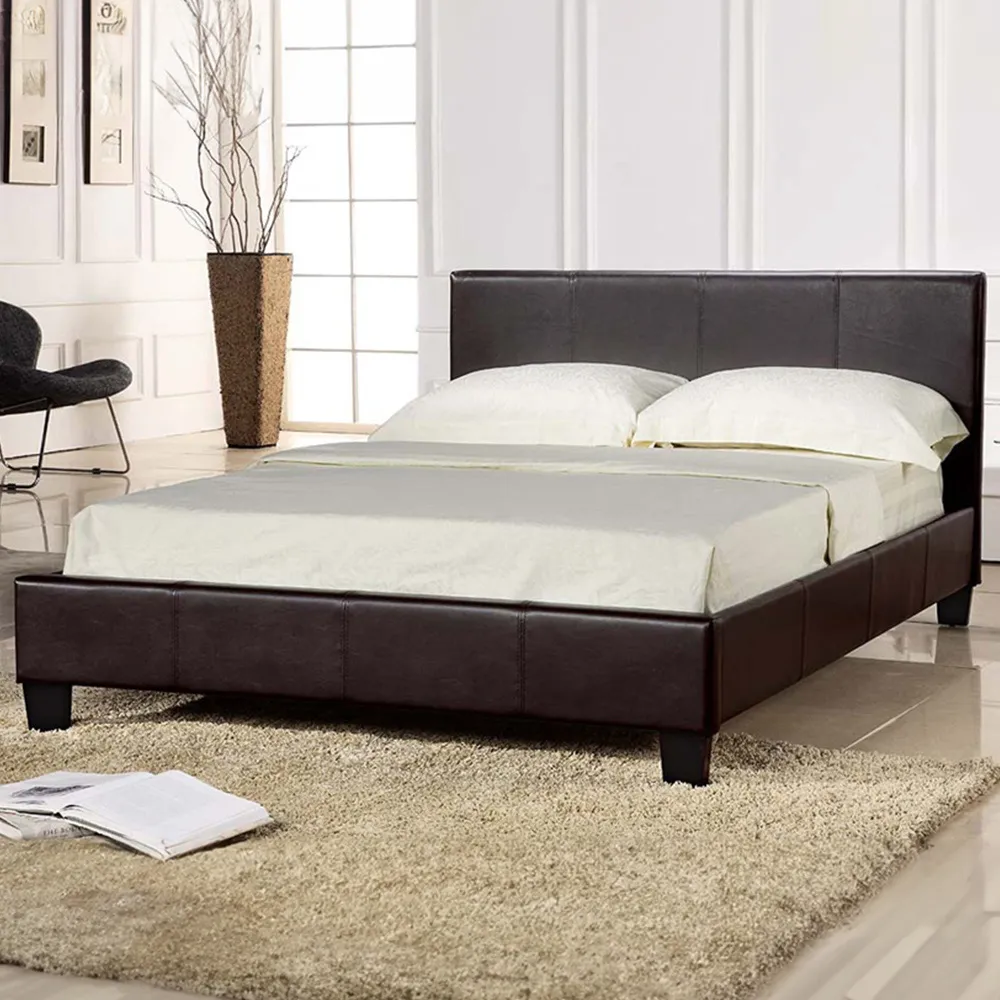 Brooklyn Single Ottoman Bed with Storage - Brown, Faux Leather
