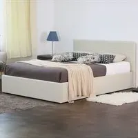 Brooklyn Single Ottoman Bed with Storage - Cream, Fabric