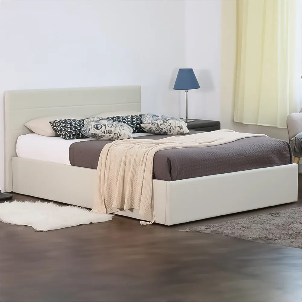Brooklyn Single Ottoman Bed with Storage - Cream, Fabric image