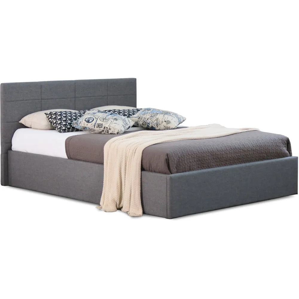 Brooklyn Single Ottoman Bed with Storage - Grey, Fabric