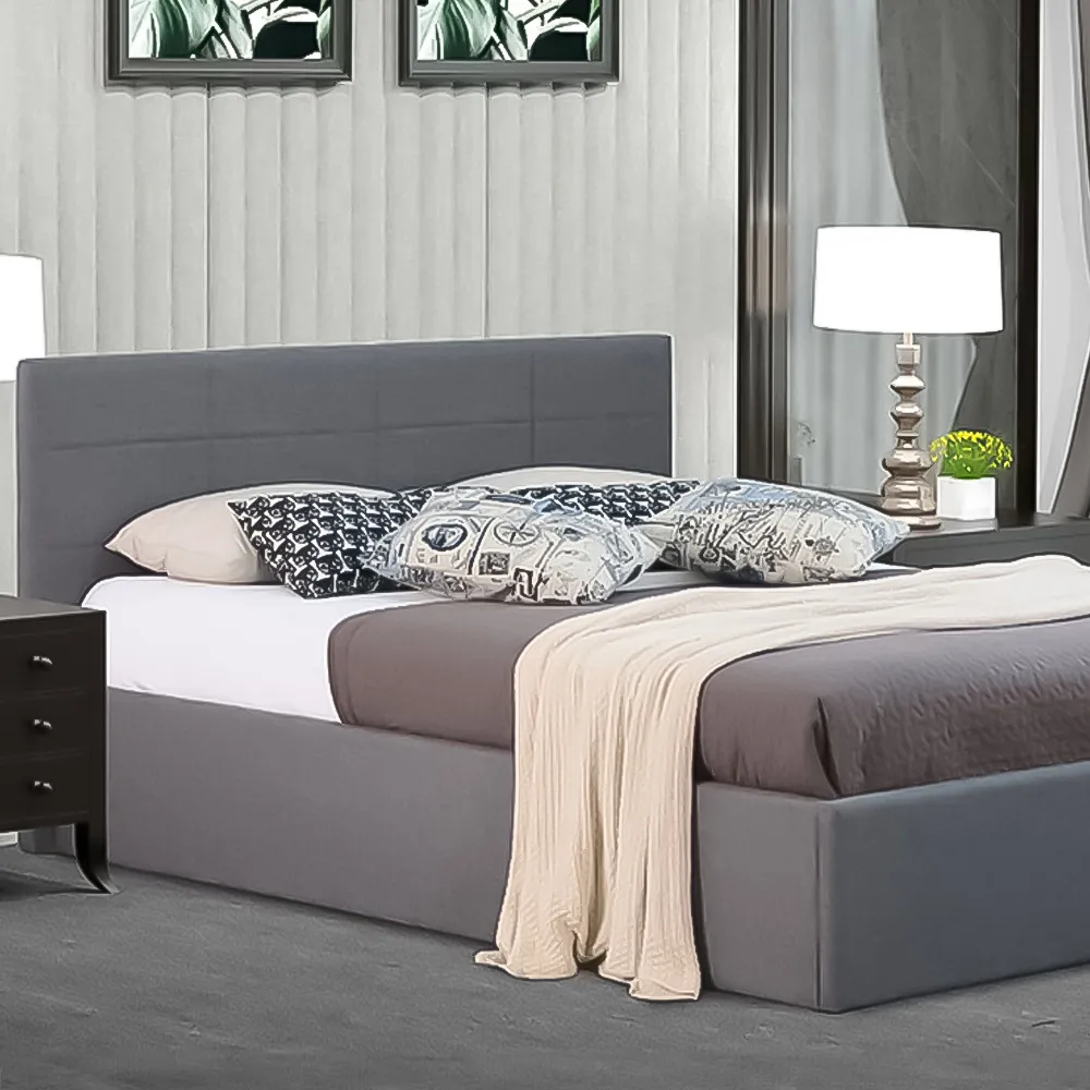 Brooklyn Single Ottoman Bed with Storage - Grey, Fabric