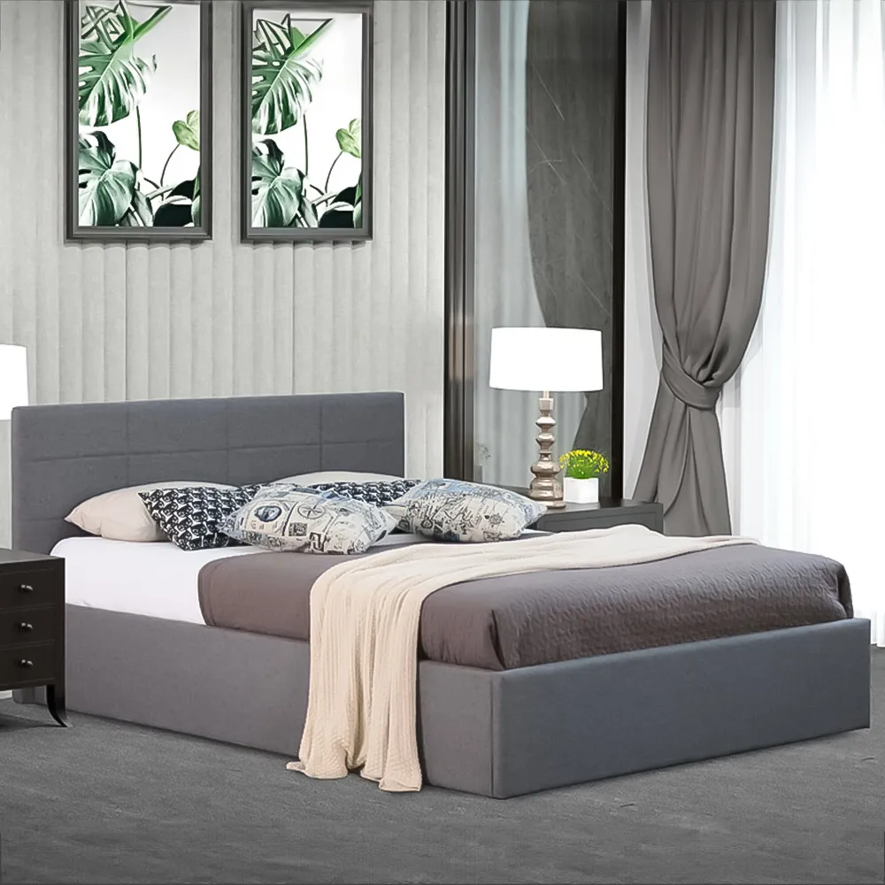 Brooklyn Single Ottoman Bed with Storage - Grey, Fabric