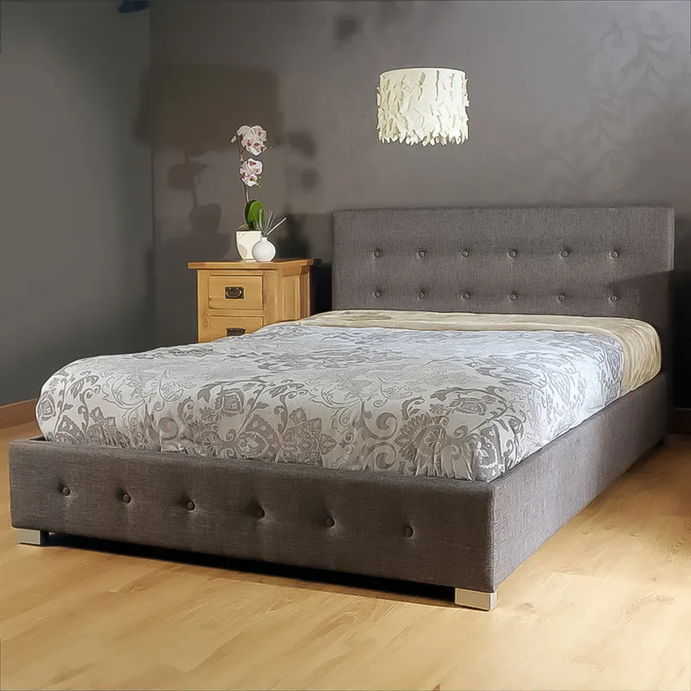 Brooklyn Single Ottoman Bed with Storage - Grey, Fabric
