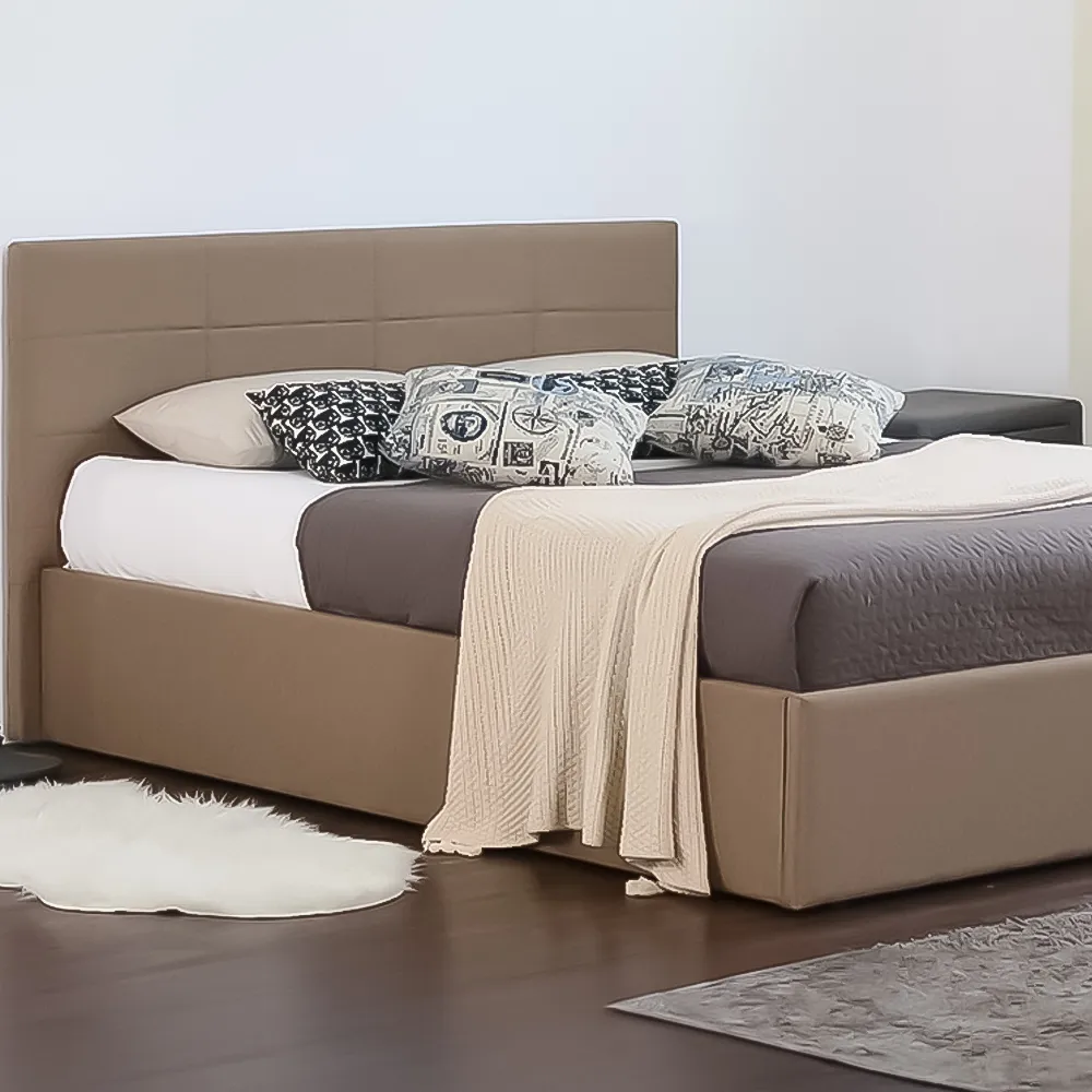 Brooklyn Single Ottoman Bed with Storage - Mocha, Fabric