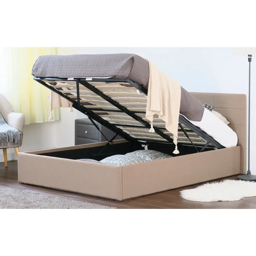 Brooklyn Single Ottoman Bed with Storage - Mocha, Fabric