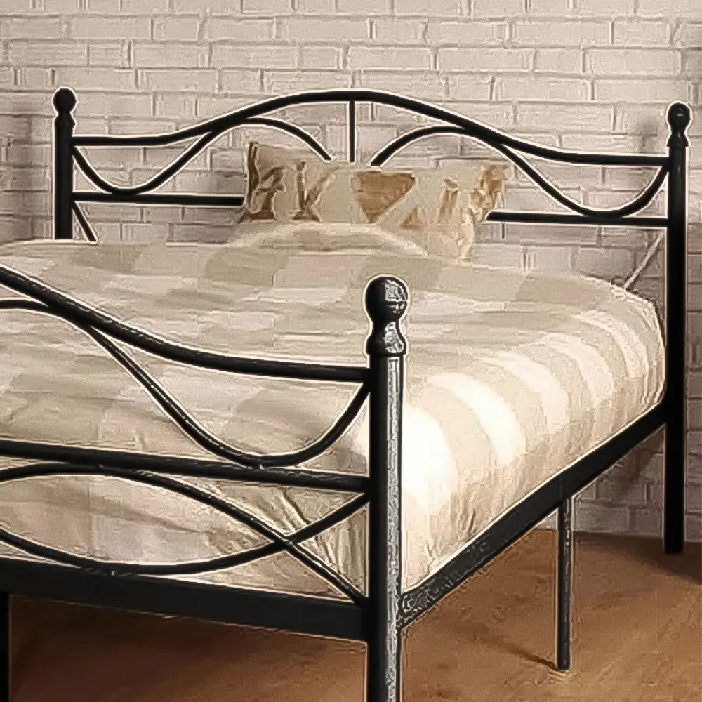 Brooklyn Single Scroll Effect Metal Bed Frame - Black