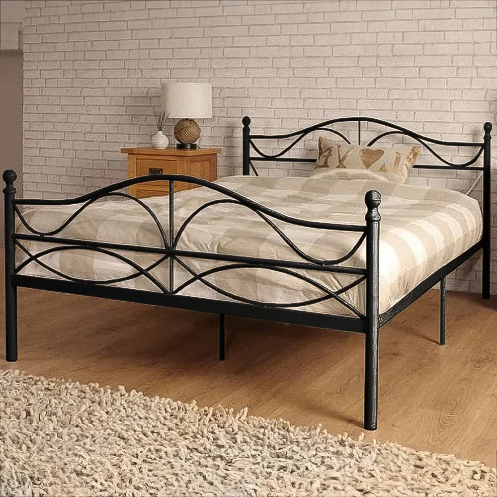 Brooklyn Single Scroll Effect Metal Bed Frame - Black