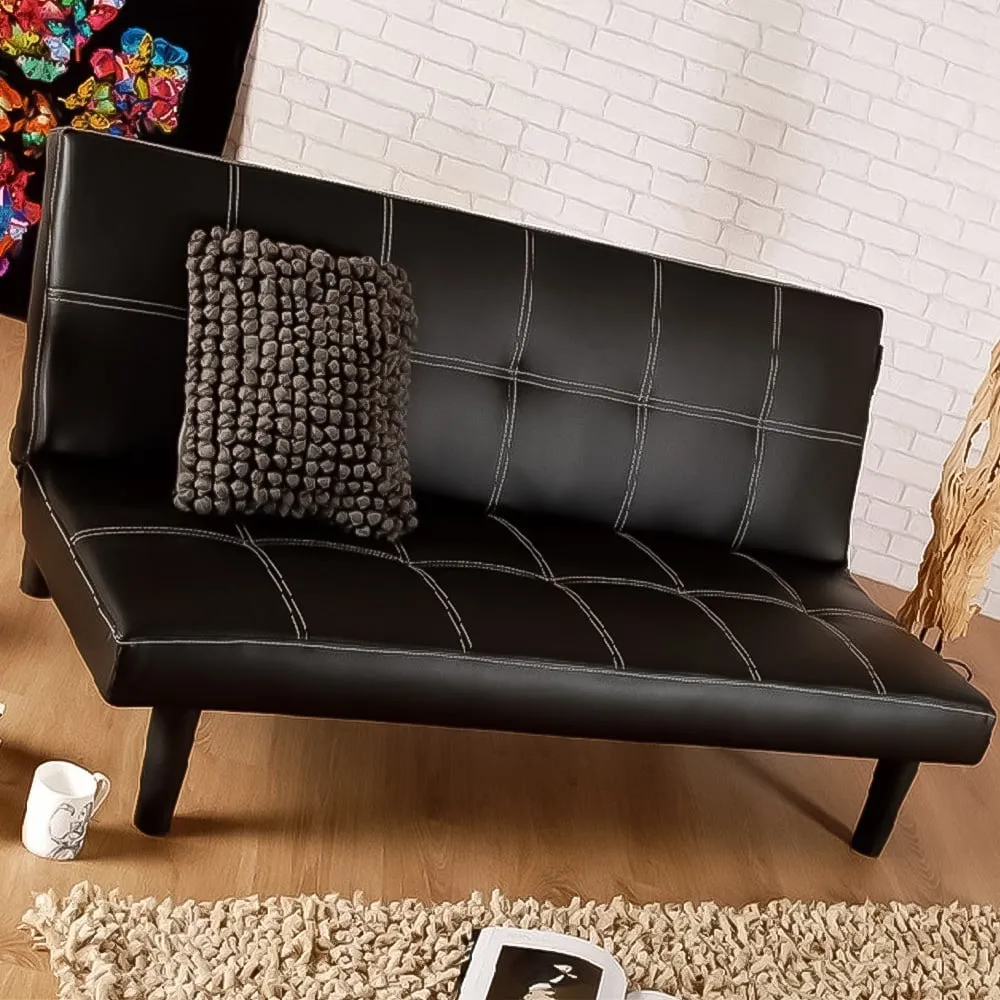 Brooklyn Single Sofa Bed - Black, Faux Leather image
