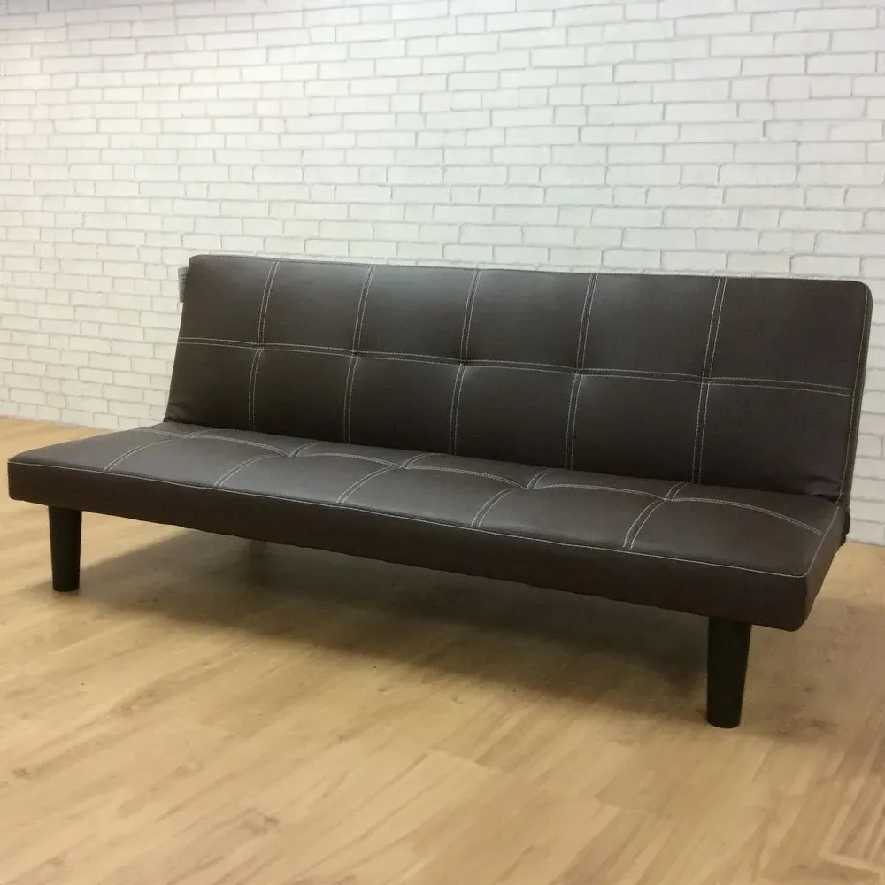 Brooklyn Single Sofa Bed - Brown, Faux Leather