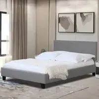 Brooklyn Small Double Bed Frame - Light Grey, Hopsack