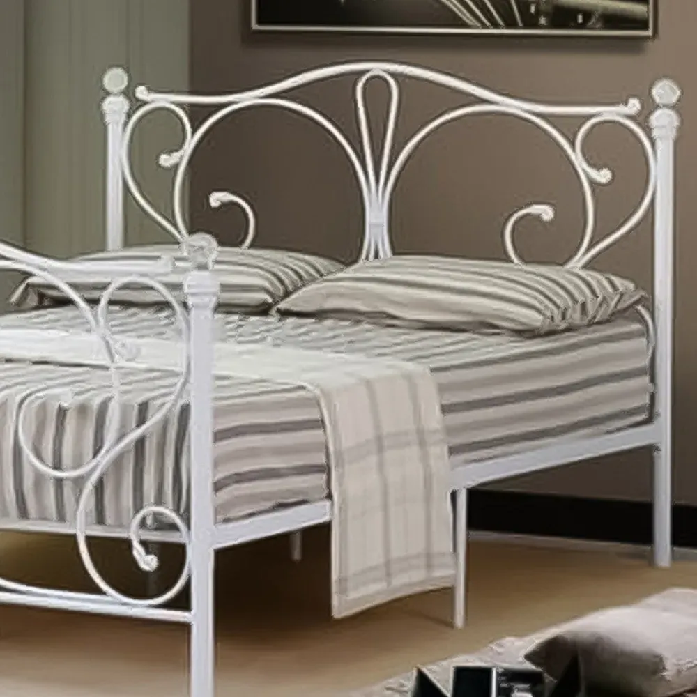 Brooklyn Small Double Bed Frame - White, Metal