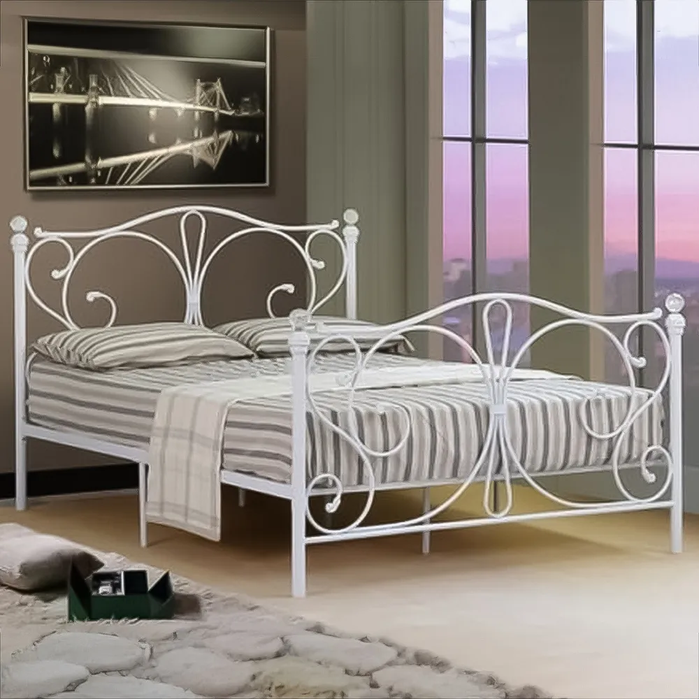 Brooklyn Small Double Bed Frame - White, Metal