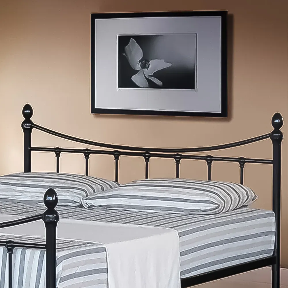 Brooklyn Small Double Metal Bed with Finials - Black