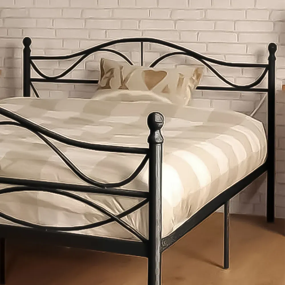 Brooklyn Small Double Scroll Effect Metal Bed Frame - Black