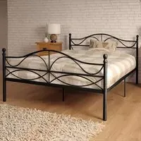 Brooklyn Small Double Scroll Effect Metal Bed Frame - Black