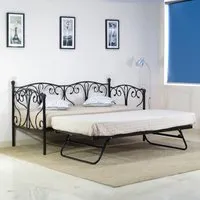 Brooklyn Small Single Day Bed with Trundle - Black, Metal