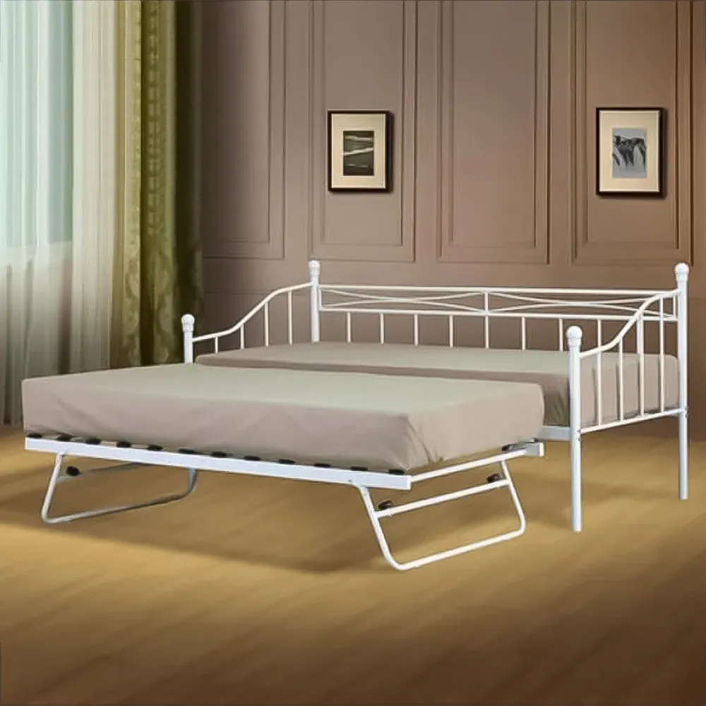 Brooklyn Small Single Day Bed with Trundle - White, Metal image