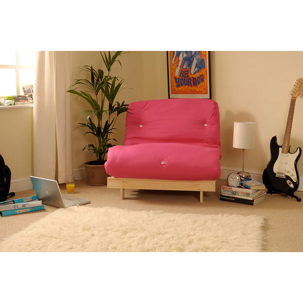Brooklyn Small Single Sleeper Futon Base and Mattress - Pink