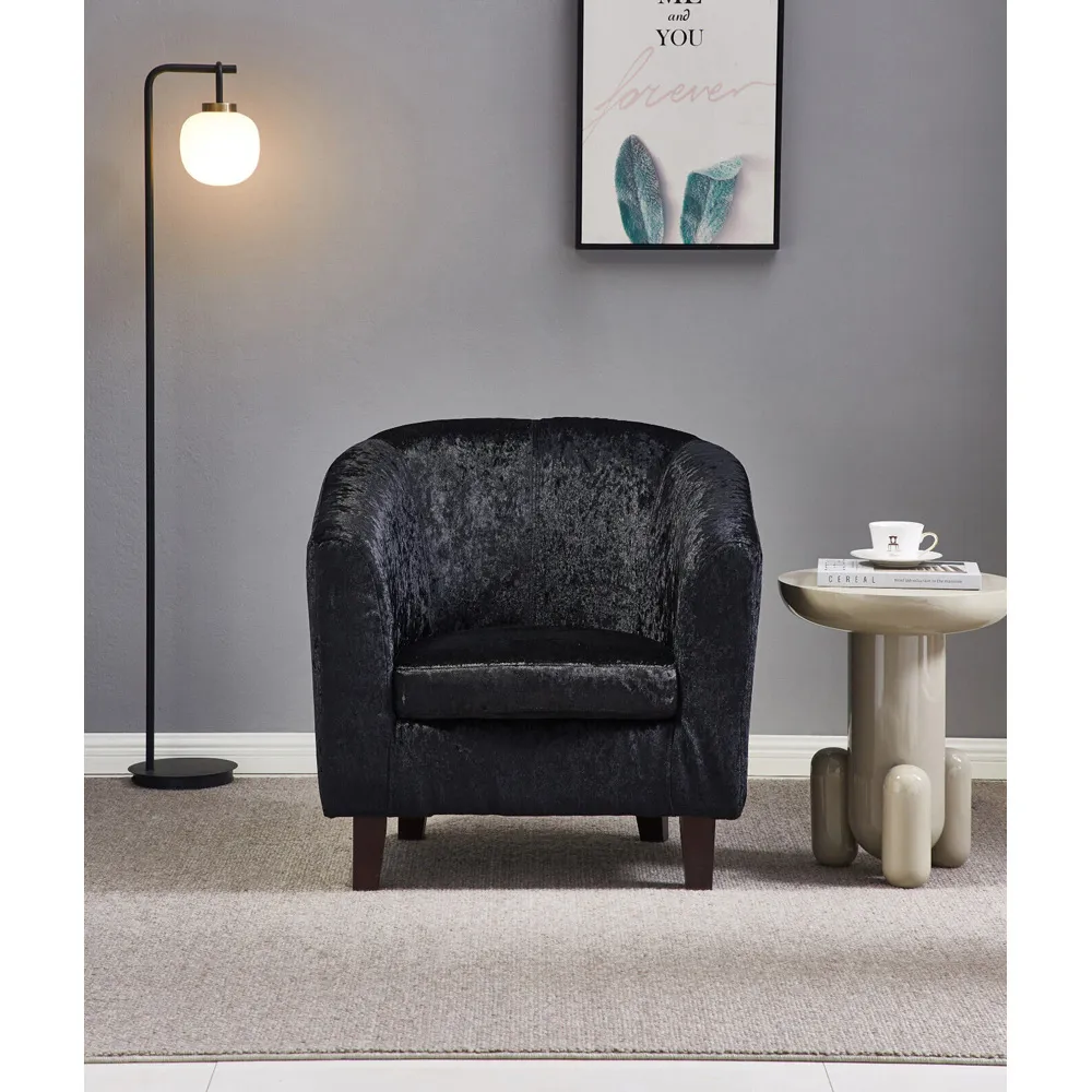 Brooklyn Tub Chair - Black, Crush Velvet