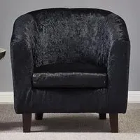 Brooklyn Tub Chair - Black, Crush Velvet