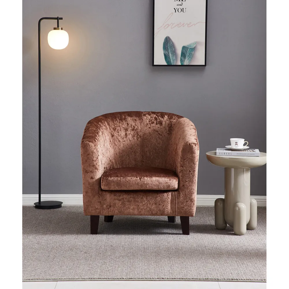 Brooklyn Tub Chair - Brown, Crush Velvet