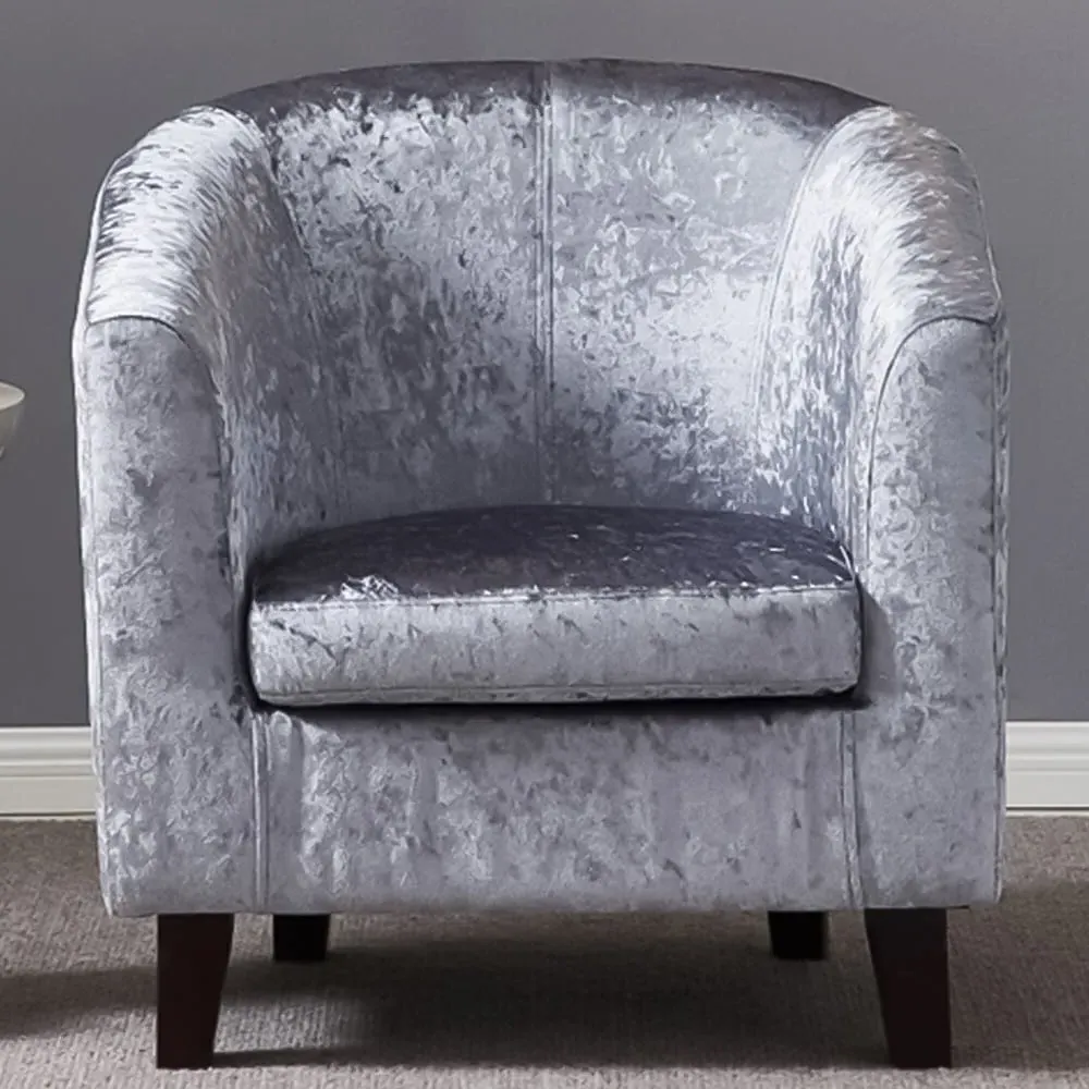 Brooklyn Tub Chair - Grey, Crush Velvet