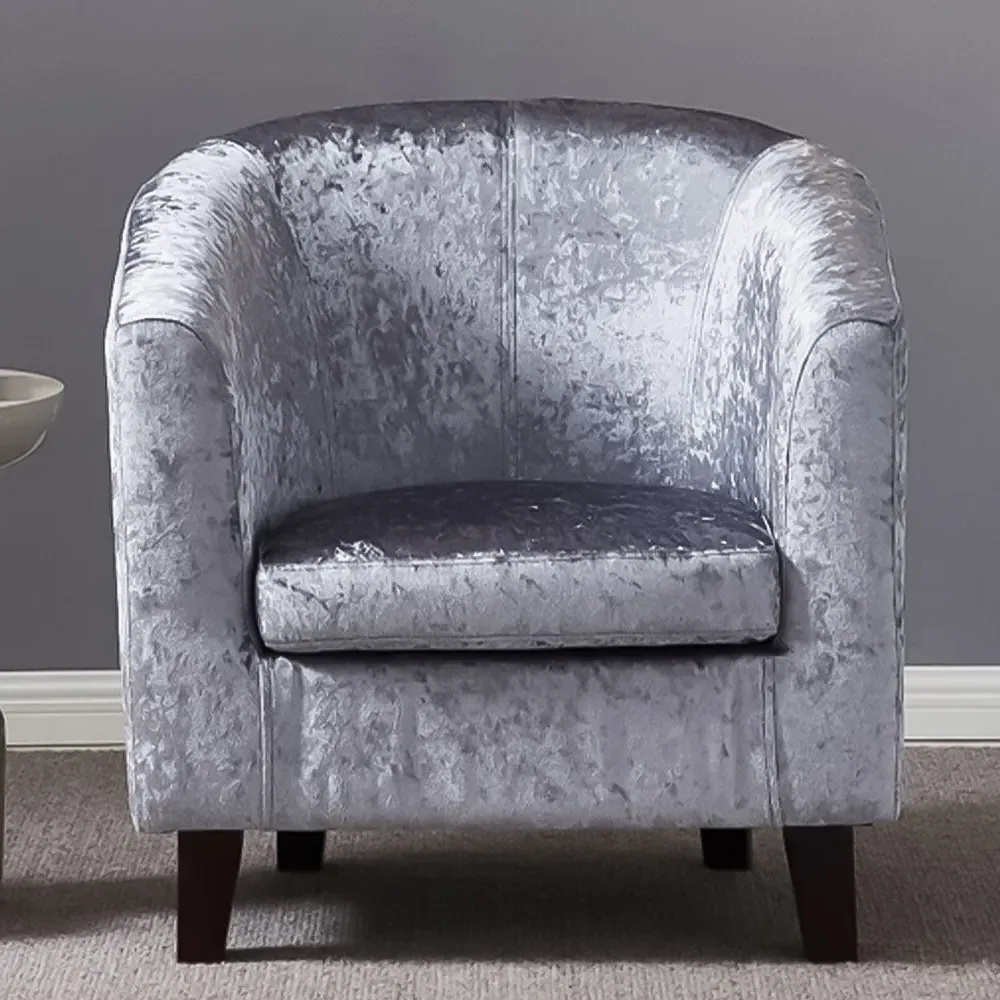 Brooklyn Tub Chair - Silver, Crush Velvet