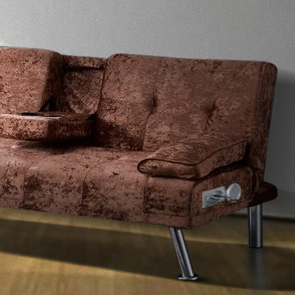 Brooklyn Verona Double Sofa Bed with Bluetooth - Brown, Velvet