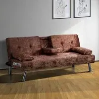 Brooklyn Verona Double Sofa Bed with Bluetooth - Brown, Velvet