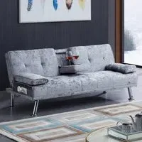 Brooklyn Verona Double Sofa Bed with Bluetooth - Grey, Velvet