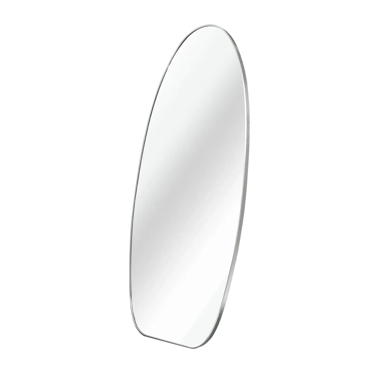 Brushed Long Oval Mirror - Silver