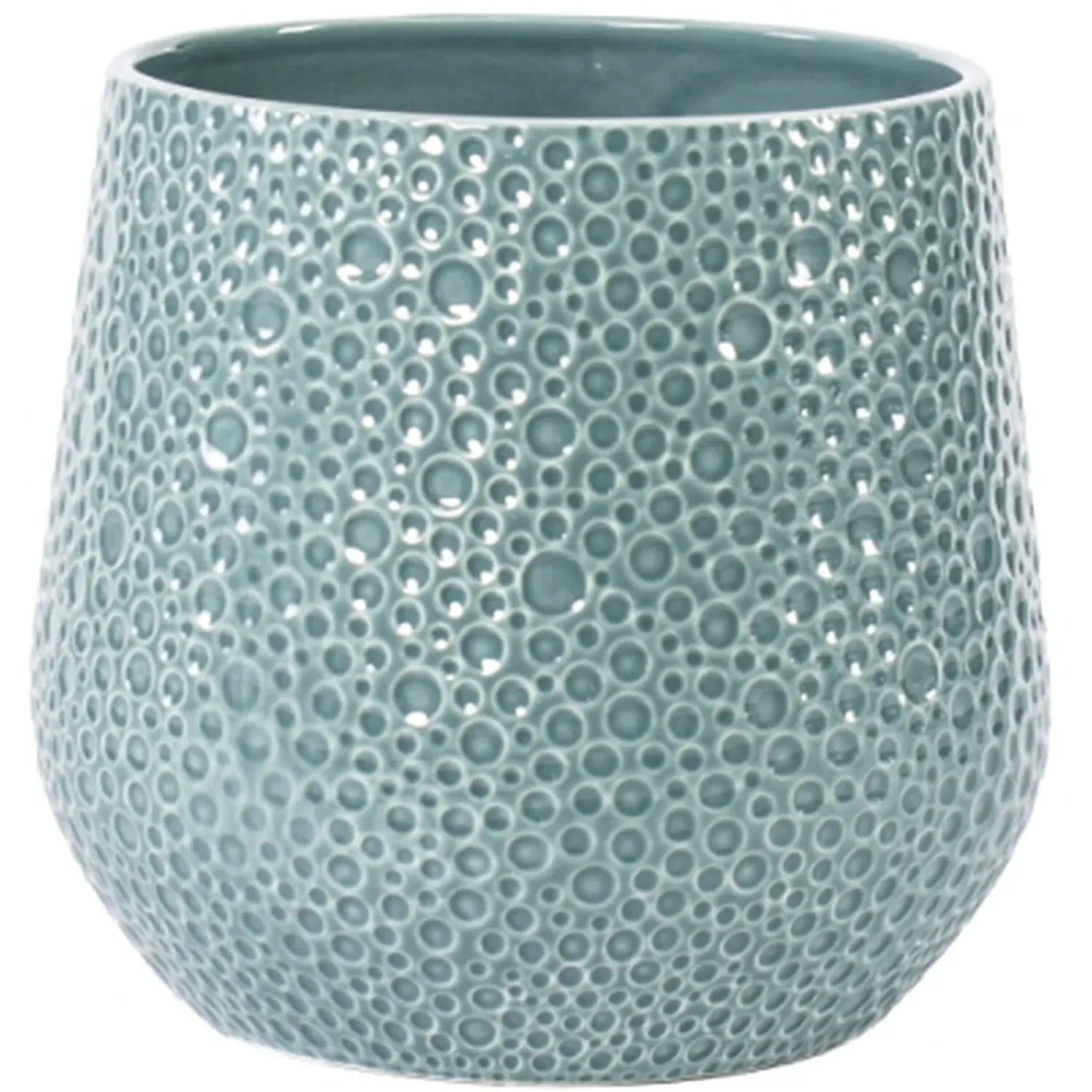 Bubble Finish 12cm Ceramic Pot - Teal image