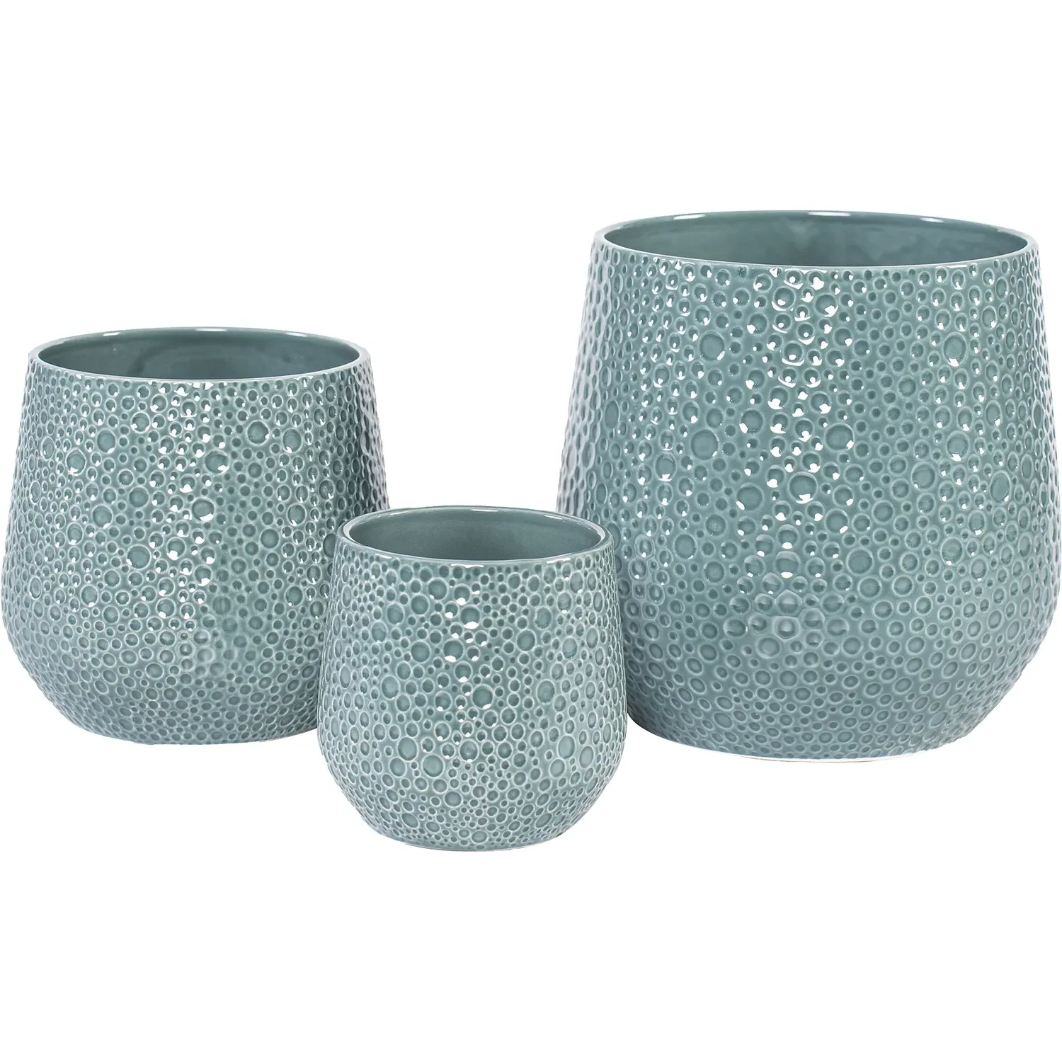 Bubble Finish 22cm Ceramic Pot - Teal