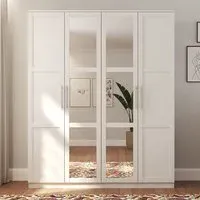 Burford 4 Door Wardrobe with Mirror - White